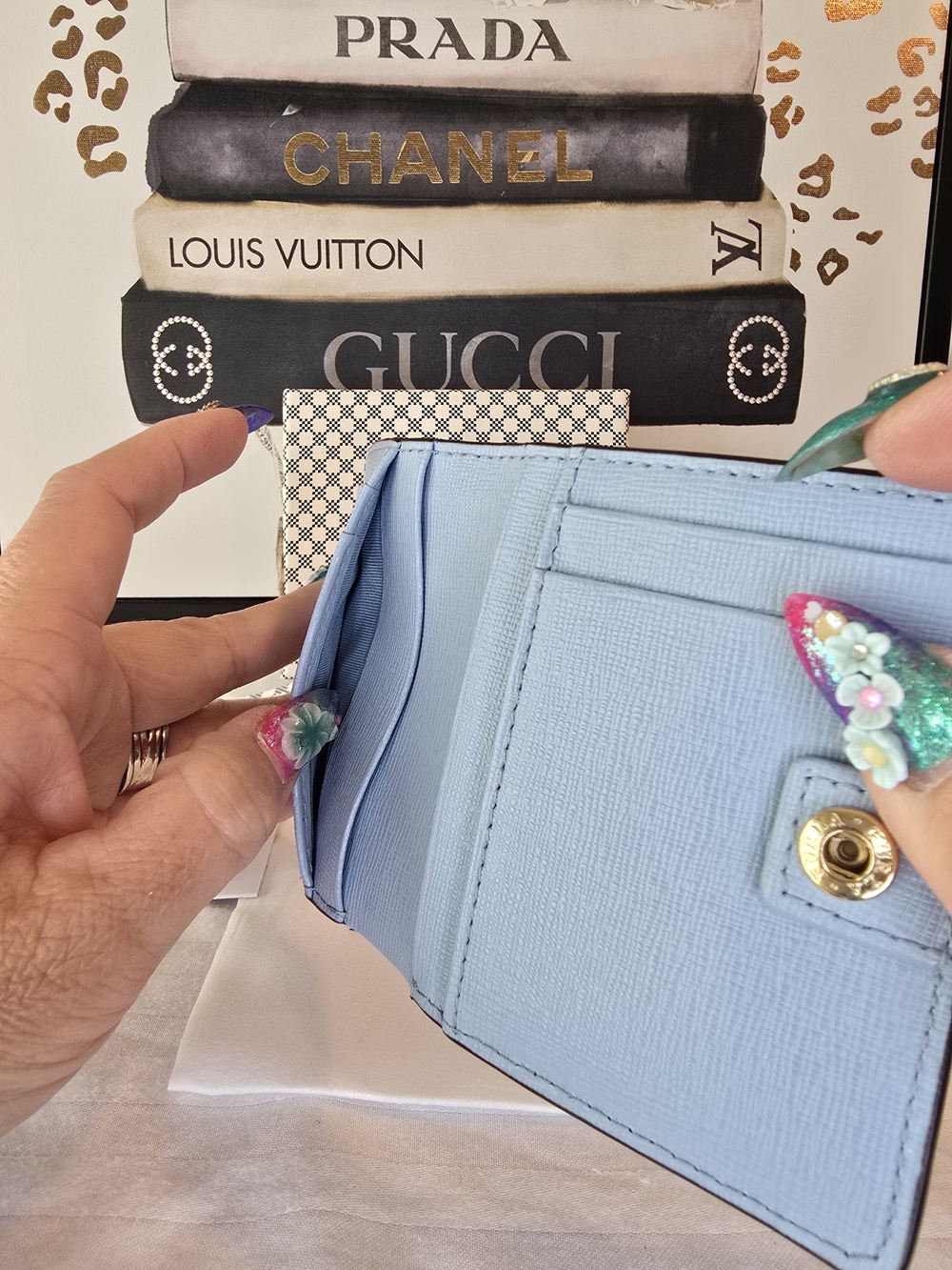 Furla Bifold Blue Wallet Nwt Full Inclusion - Picture 6 of 9
